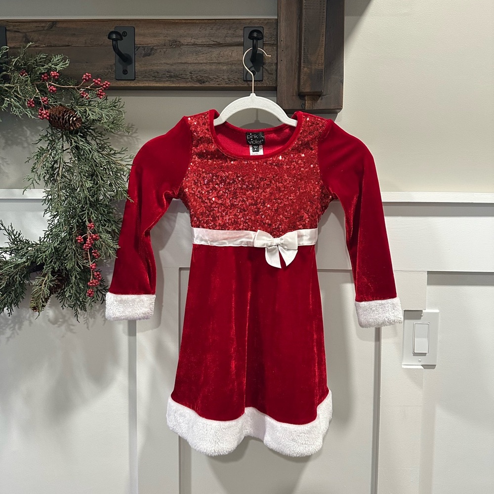 Red Sequin Santa Dress for Kids